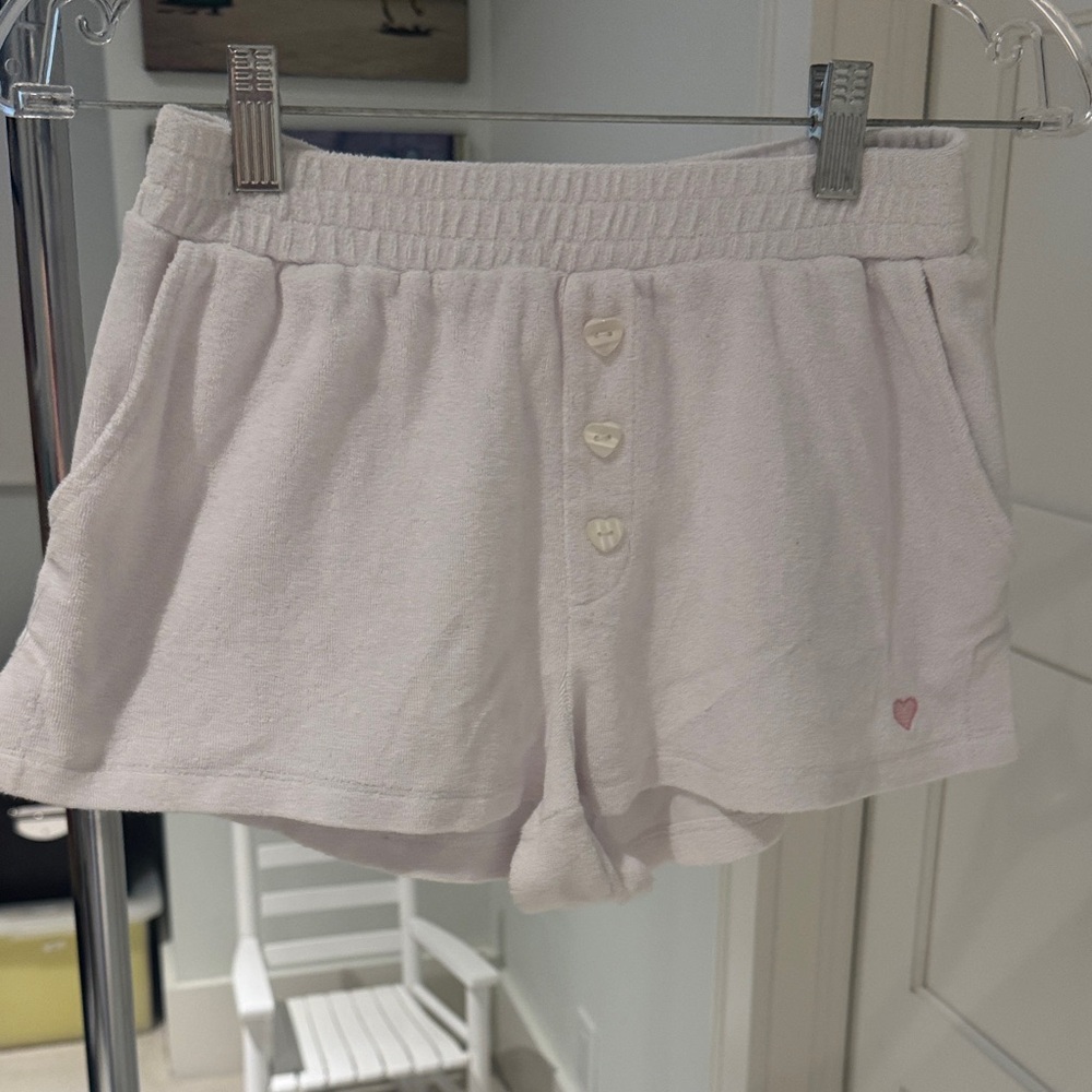High Waist White Button Shorts